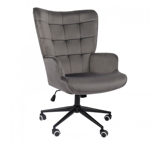 Πολυθρόνα-μπερζέρα Lobima περιστρεφόμενη ανθρακί βελούδο με βάση σε μαύρη απόχρωση 71x68x104εκ Υλικό: 100 %  POLYESTER VELVET FABRIC -  FOAM - METAL 393-000021