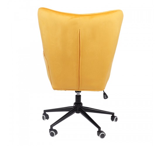 Πολυθρόνα-μπερζέρα Lobima περιστρεφόμενη κίτρινο βελούδο με βάση σε μαύρη απόχρωση 71x68x104εκ Υλικό: 100 %  POLYESTER VELVET FABRIC -  FOAM - METAL 393-000022