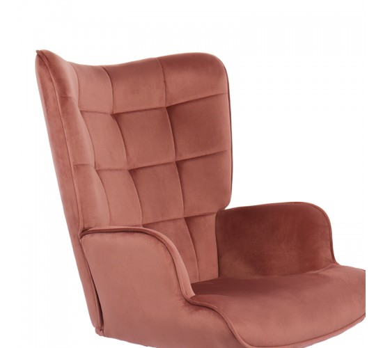 Πολυθρόνα-μπερζέρα Lobima περιστρεφόμενη σάπιο μήλο βελούδο με βάση σε μαύρη απόχρωση 71x68x104εκ Υλικό: 100 %  POLYESTER VELVET FABRIC -  FOAM - METAL 393-000023