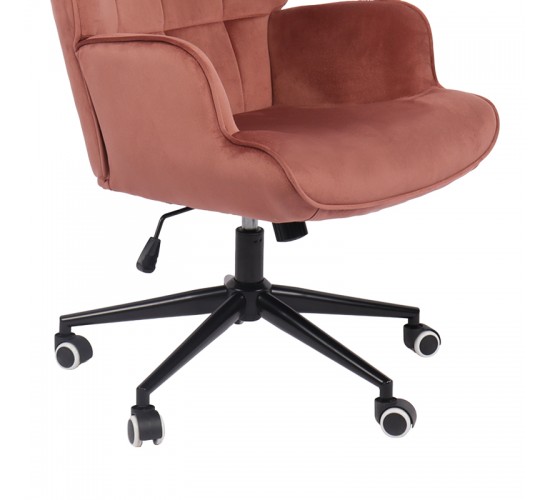 Πολυθρόνα-μπερζέρα Lobima περιστρεφόμενη σάπιο μήλο βελούδο με βάση σε μαύρη απόχρωση 71x68x104εκ Υλικό: 100 %  POLYESTER VELVET FABRIC -  FOAM - METAL 393-000023