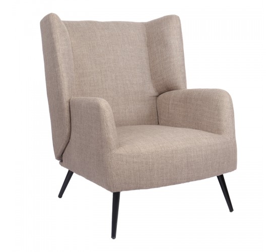 Πολυθρόνα Mareta γκρι-μπεζ ύφασμα με πόδι σε μαύρη απόχρωση 83x80x99εκ Υλικό: 100 %  POLYESTER FABRIC -  FOAM - METAL 393-000025