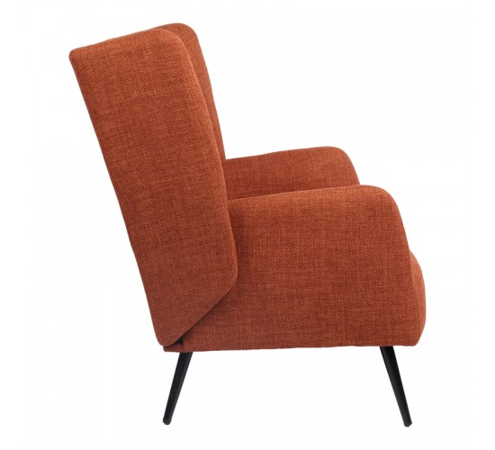 Πολυθρόνα Mareta terracotta ύφασμα με πόδι σε μαύρη απόχρωση 83x80x99εκ Υλικό: 100 %  POLYESTER FABRIC -  FOAM - METAL 393-000026