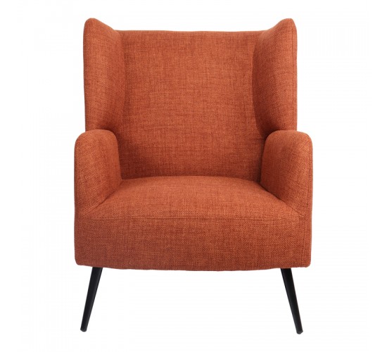 Πολυθρόνα Mareta terracotta ύφασμα με πόδι σε μαύρη απόχρωση 83x80x99εκ Υλικό: 100 %  POLYESTER FABRIC -  FOAM - METAL 393-000026