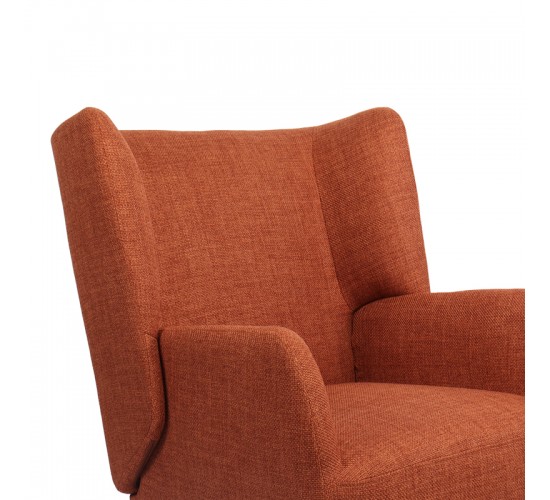 Πολυθρόνα Mareta terracotta ύφασμα με πόδι σε μαύρη απόχρωση 83x80x99εκ Υλικό: 100 %  POLYESTER FABRIC -  FOAM - METAL 393-000026