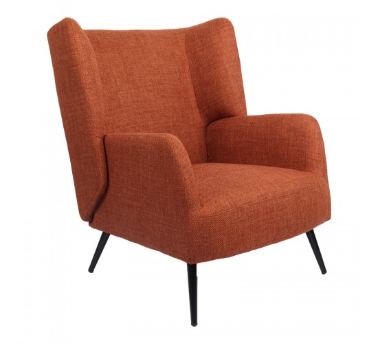 Πολυθρόνα Mareta terracotta ύφασμα με πόδι σε μαύρη απόχρωση 83x80x99εκ Υλικό: 100 %  POLYESTER FABRIC -  FOAM - METAL 393-000026