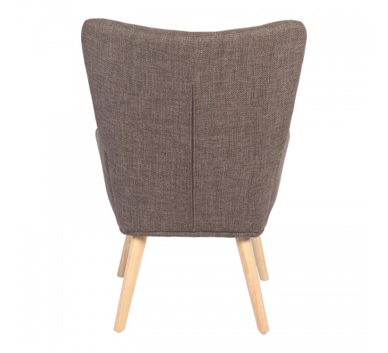 Πολυθρόνα-μπερζέρα Gerlina καφέ ύφασμα με πόδι σε φυσική απόχρωση 71x64x94εκ Υλικό: 100 %  POLYESTER FABRIC - METAL FRAME - FOAM - RUBBERWOOD 393-000027