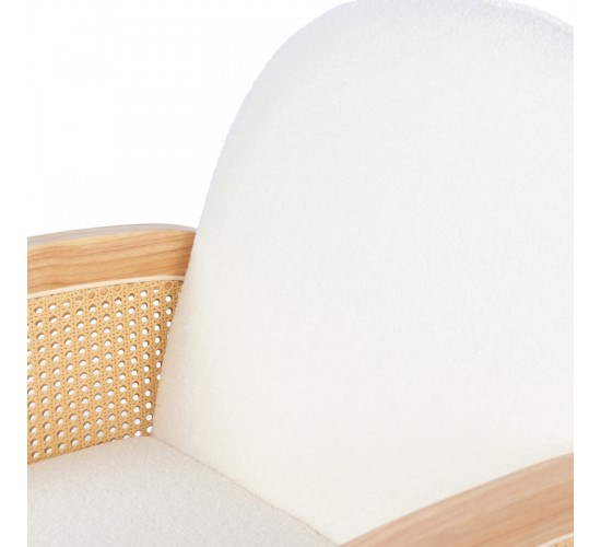 Πολυθρόνα Stedy λευκό μπουκλέ ύφασμα με πόδι σε φυσική απόχρωση 78x64x82εκ Υλικό: 100 %  POLYESTER FABRIC - METAL FRAME - FOAM - RUBBERWOOD 393-000028