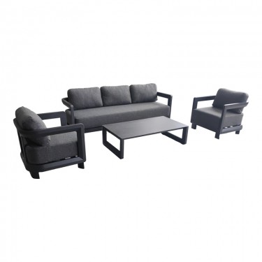 Σαλόνι εξωτερικού χώρου Jenora ανθρακί αλουμίνιο με ύφασμα σε ανθρακί απόχρωση Υλικό: ALUMINUM - FABRIC - PP COTTON - SPONGE - GLASS 394-000004