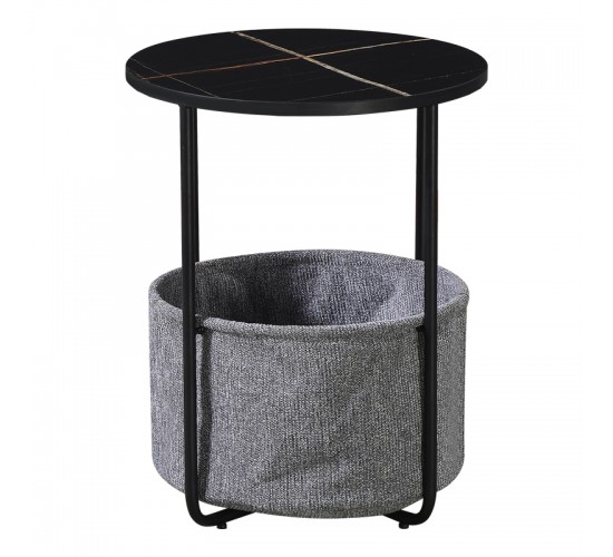 Βοηθητικό τραπέζι Fredami μαύρο μαρμάρου Φ40x50εκ Υλικό: MDF MELAMINE - METAL - FABRIC 395-000001