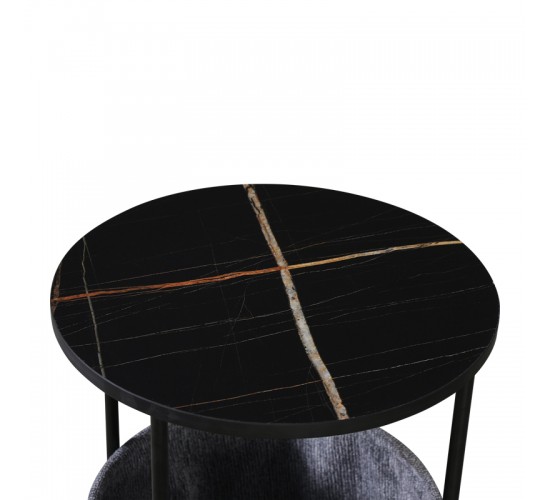 Βοηθητικό τραπέζι Fredami μαύρο μαρμάρου Φ40x50εκ Υλικό: MDF MELAMINE - METAL - FABRIC 395-000001