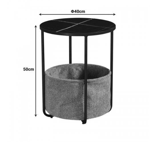 Βοηθητικό τραπέζι Fredami μαύρο μαρμάρου Φ40x50εκ Υλικό: MDF MELAMINE - METAL - FABRIC 395-000001
