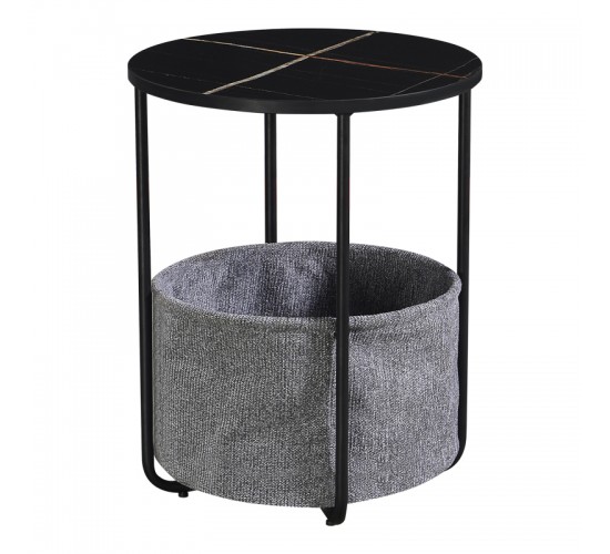 Βοηθητικό τραπέζι Fredami μαύρο μαρμάρου Φ40x50εκ Υλικό: MDF MELAMINE - METAL - FABRIC 395-000001