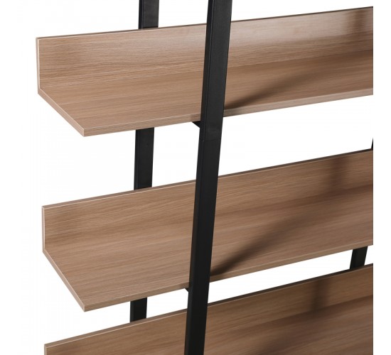 Βιβλιοθήκη Boderta σε sonoma-μαύρη απόχρωση 120x30x190εκ Υλικό: MDF MELAMINE - METAL 395-000004