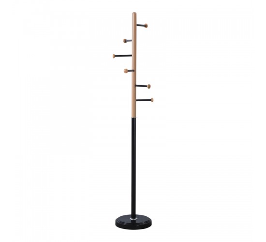 Καλόγερος Serea μέταλλο σε μαύρη-φυσική απόχρωση Φ30x175εκ Υλικό: METAL - RESIN BASE - SOLID WOOD DECORATIVE BALL 395-000014