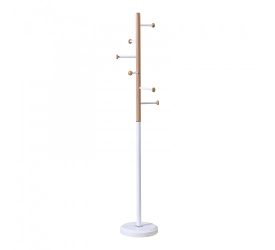 Καλόγερος Serea μέταλλο σε λευκή-φυσική απόχρωση Φ30x175εκ Υλικό: METAL - RESIN BASE - SOLID WOOD DECORATIVE BALL 395-000015