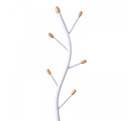 Καλόγερος Portu μέταλλο σε λευκή-φυσική απόχρωση Φ30x170εκ Υλικό: METAL - RESIN BASE - SOLID WOOD DECORATIVE BALL 395-000017