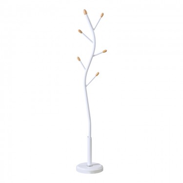 Καλόγερος Portu μέταλλο σε λευκή-φυσική απόχρωση Φ30x170εκ Υλικό: METAL - RESIN BASE - SOLID WOOD DECORATIVE BALL 395-000017