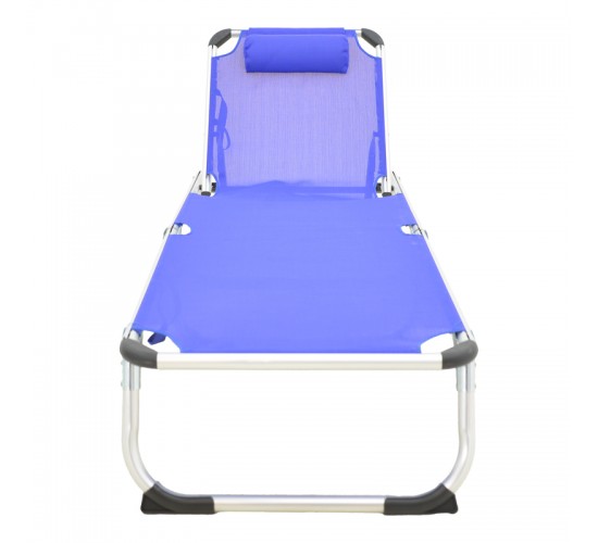 Ξαπλώστρα παραλίας Fevepe βαρέως τύπου αλουμίνιο-textilene σε μπλε απόχρωση 58.5x185x29.5εκ Υλικό: TEXTILENE - ALUMINUM - PP 396-000001