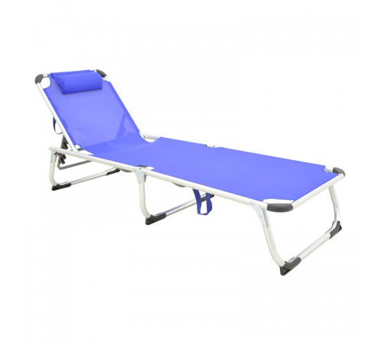 Ξαπλώστρα παραλίας Fevepe βαρέως τύπου αλουμίνιο-textilene σε μπλε απόχρωση 58.5x185x29.5εκ Υλικό: TEXTILENE - ALUMINUM - PP 396-000001