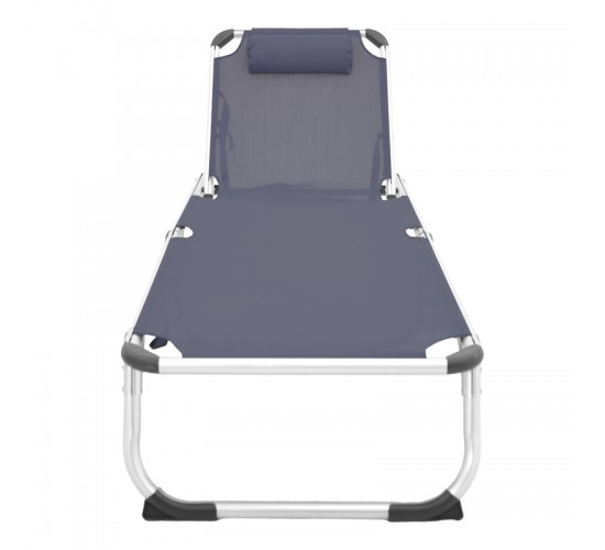 Ξαπλώστρα παραλίας Fevepe βαρέως τύπου αλουμίνιο-textilene σε ανθρακί απόχρωση 58.5x185x29.5εκ Υλικό: TEXTILENE - ALUMINUM - PP 396-000002