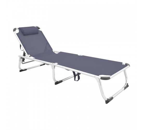 Ξαπλώστρα παραλίας Fevepe βαρέως τύπου αλουμίνιο-textilene σε ανθρακί απόχρωση 58.5x185x29.5εκ Υλικό: TEXTILENE - ALUMINUM - PP 396-000002