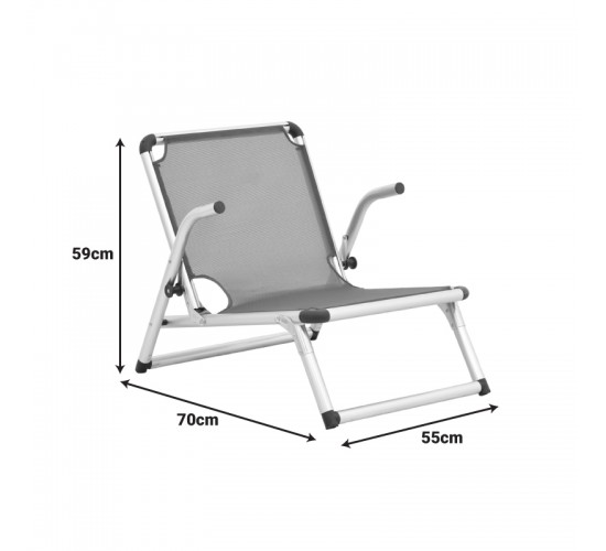 Καρεκλάκι παραλίας Plazo αλουμίνιο-textilene σε μπλε απόχρωση 55x70x59εκ Υλικό: TEXTILENE - ALUMINUM - PP 396-000003