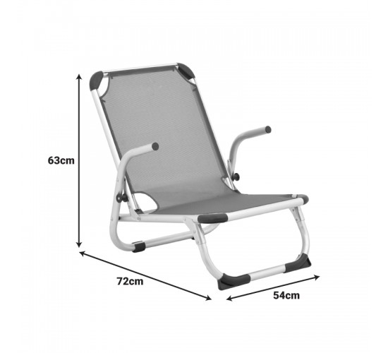 Καρεκλάκι παραλίας Playa βαρέως τύπου με ψηλή πλάτη αλουμίνιο-textilene σε μπεζ απόχρωση 54x72x63εκ Υλικό: TEXTILENE - ALUMINUM - PP 396-000006