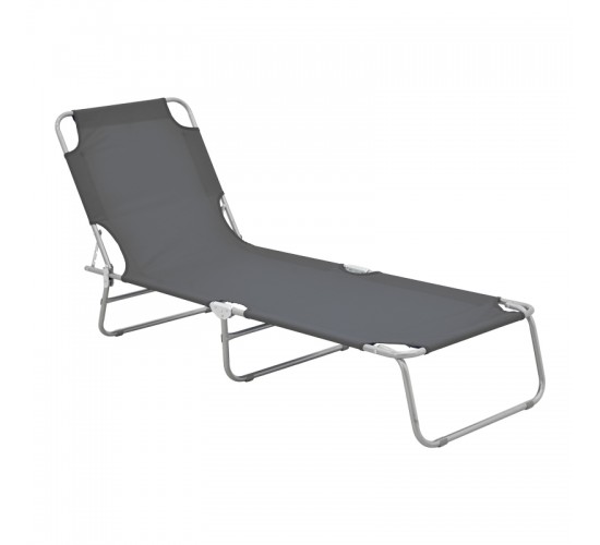 Ξαπλώστρα παραλίας Pasein μέταλλο-textilene σε ανθρακί απόχρωση 55x185x24εκ Υλικό: TEXTILENE - METAL - PP 396-000008