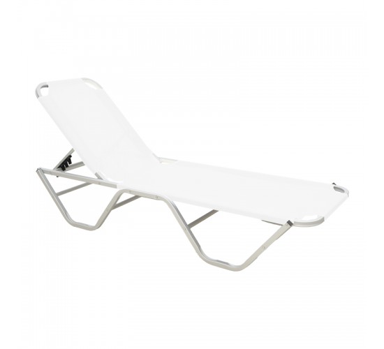 Ξαπλώστρα Dessie αλουμίνιου στοιβαζόμενη λευκή 59.5x193x29.5εκ Υλικό: ALUMINIUM - STEEL - SEWEDFABRIC 399-000001