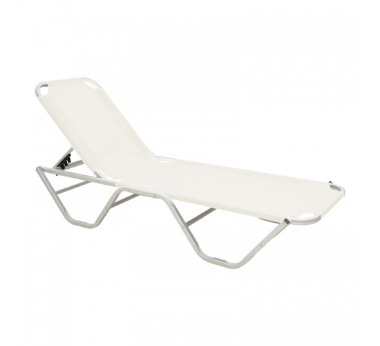 Ξαπλώστρα Dessie αλουμίνιου στοιβαζόμενη εκρου 59.5x193x29.5εκ Υλικό: ALUMINIUM - STEEL - SEWEDFABRIC 399-000002