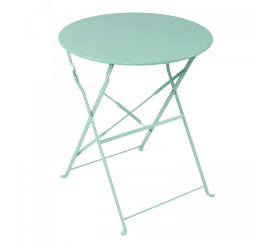 Τραπεζι Bistro μεταλλικό αναδιπλούμενο σε μέντα απόχρωση Φ60x71εκ Υλικό: METAL-Table top: 0.7mm - Steel Frame: W20*T4mm 400-000001