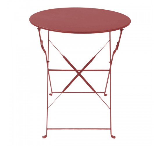 Τραπεζι Bistro μεταλλικό αναδιπλούμενο σε απόχρωση terracotta Φ60x71εκ Υλικό: METAL-Table top: 0.7mm - Steel Frame: W20*T4mm 400-000003