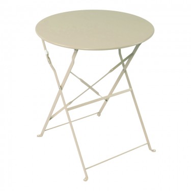 Τραπεζι Bistro μεταλλικό αναδιπλούμενο σε μπεζ απόχρωση Φ60x71εκ Υλικό: METAL-Table top: 0.7mm - Steel Frame: W20*T4mm 400-000004