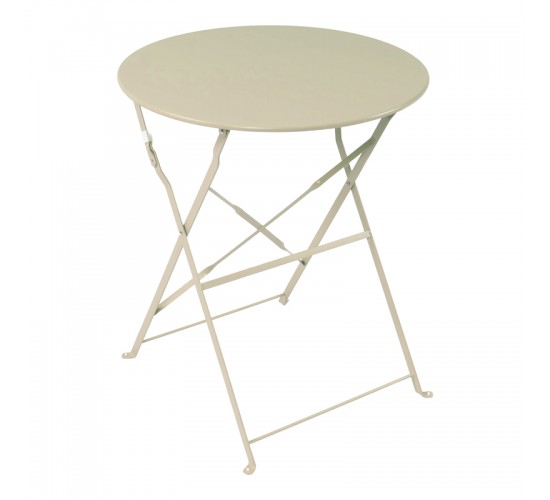 Τραπεζι Bistro μεταλλικό αναδιπλούμενο σε μπεζ απόχρωση Φ60x71εκ Υλικό: METAL-Table top: 0.7mm - Steel Frame: W20*T4mm 400-000004