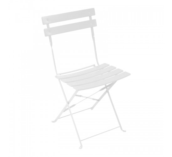 Καρέκλα Bistro μεταλλική αναδιπλούμενη σε λευκή απόχρωση 42x46x82εκ Υλικό: Steel Frame: W20*T4mm-5 Seat Slats: L380*W40*T1.7mm.-Backrest Slats: L420*W40*T1.7mm 400-000008