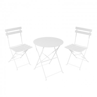 Τραπεζαρία Bistro σετ 3τεμ μεταλλική αναδιπλούμενη σε λευκή απόχρωση Φ60x71εκ Υλικό: METAL-Table top: 0.7mm - Steel Frame: W20*T4mm 400-000014