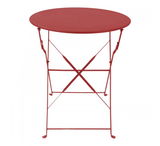 Τραπεζαρία Bistro σετ 3τεμ μεταλλική αναδιπλούμενη σε terracotta απόχρωση Φ60x71εκ Υλικό: METAL-Table top: 0.7mm - Steel Frame: W20*T4mm 400-000015