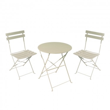 Τραπεζαρία Bistro σετ 3τεμ μεταλλική αναδιπλούμενη σε μπεζ απόχρωση Φ60x71εκ Υλικό: METAL-Table top: 0.7mm - Steel Frame: W20*T4mm 400-000016