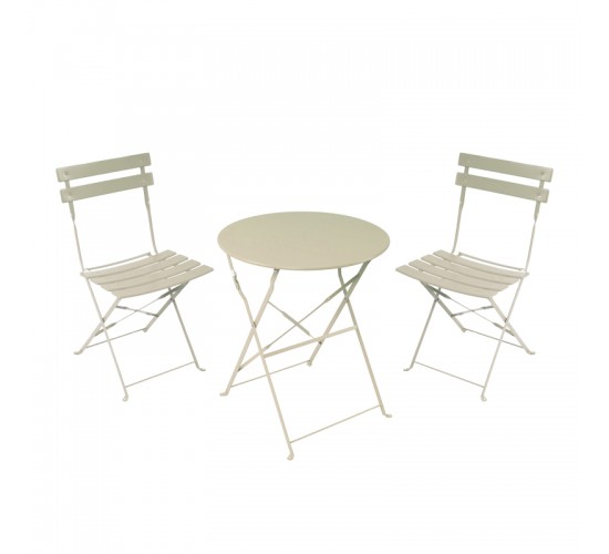 Τραπεζαρία Bistro σετ 3τεμ μεταλλική αναδιπλούμενη σε μπεζ απόχρωση Φ60x71εκ Υλικό: METAL-Table top: 0.7mm - Steel Frame: W20*T4mm 400-000016
