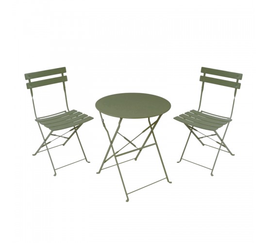 Τραπεζαρία Bistro σετ 3τεμ μεταλλική αναδιπλούμενη σε λαδί απόχρωση Φ60x71εκ Υλικό: METAL-Table top: 0.7mm - Steel Frame: W20*T4mm 400-000018