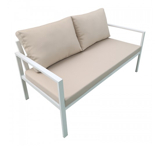 Σαλόνι Gardenly σετ 4τμχ αλουμίνιο σε λευκή απόχρωση με μπεζ μαξιλάρια Υλικό: Alu frame. Polyester 401-000002