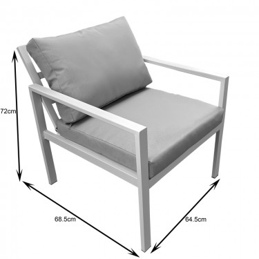 Σαλόνι Gardenly σετ 4τμχ αλουμίνιο σε λευκή απόχρωση με μπεζ μαξιλάρια Υλικό: Alu frame. Polyester 401-000002