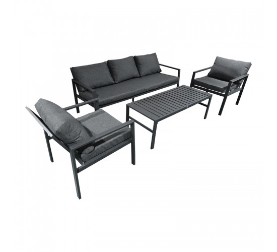 Σαλόνι Gardenly Ι σετ 4τμχ αλουμίνιο σε ανθρακί απόχρωση με ανθρακί μαξιλάρια Υλικό: Alu frame. Polyester 401-000004