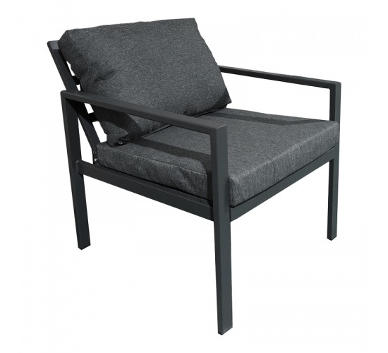 Σαλόνι Gardenly Ι σετ 4τμχ αλουμίνιο σε ανθρακί απόχρωση με ανθρακί μαξιλάρια Υλικό: Alu frame. Polyester 401-000004
