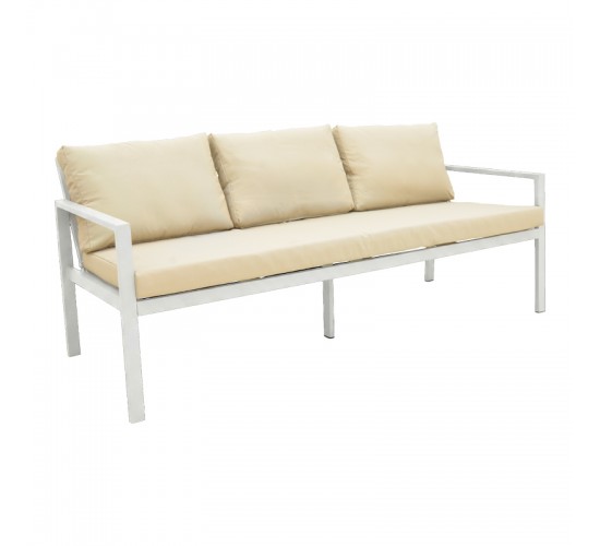 Σαλόνι Gardenly Ι σετ 4τμχ αλουμίνιο σε λευκή απόχρωση με γκρι-μπεζ μαξιλάρια Υλικό: Alu frame. Polyester 401-000005