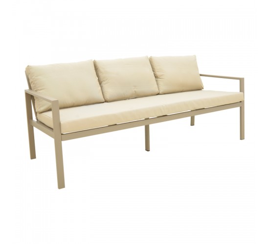 Σαλόνι Gardenly Ι σετ 4τμχ αλουμίνιο σε απόχρωση cappuccino με γκρι-μπεζ μαξιλάρια Υλικό: Alu frame. Polyester 401-000006