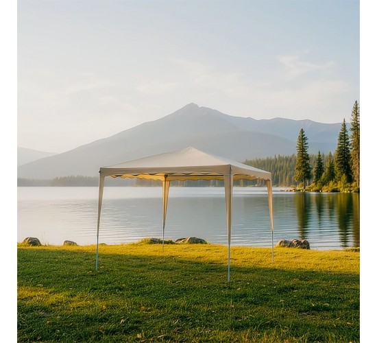 Κιόσκι Gazebo μεταλλικός σκελετός - ύφασμα μπεζ 3x3m Υλικό: Steel.polyester 401-000007