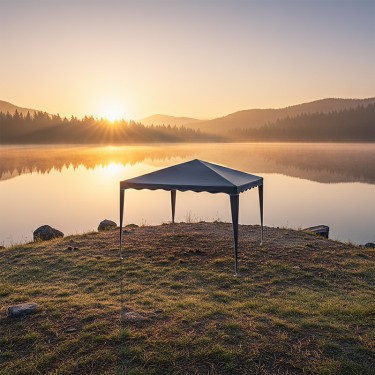 Κιόσκι Gazebo μεταλλικός σκελετός - ύφασμα ανθρακί 3x3m Υλικό: Steel.polyester 401-000008