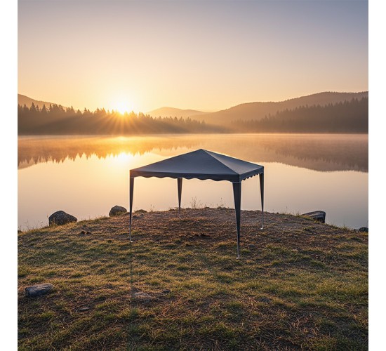 Κιόσκι Gazebo μεταλλικός σκελετός - ύφασμα ανθρακί 3x3m Υλικό: Steel.polyester 401-000008