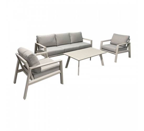 Σαλόνι κήπου Kallisto 4τεμ αλουμίνιο σε μπεζ απόχρωση - ύφασμα γκρι Υλικό: ALUMINUM TUBE  - FABRIC 402-000003